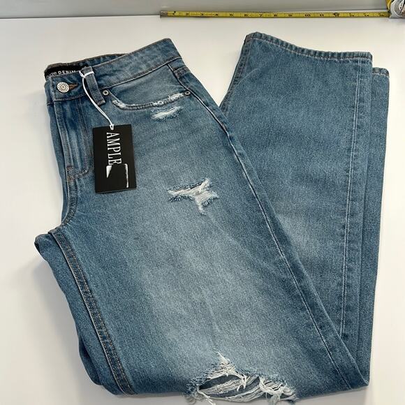 refuge Denim - Refuge Denim Juniors Baggy Low Rise Distressed Jeans Size 3 NWT